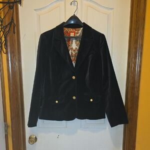 Old Navy Womans Black Velvet Blazer with Gold Buttons.